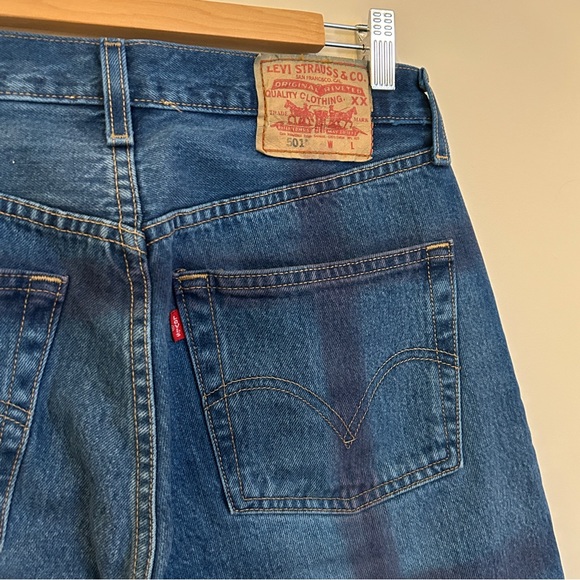 Collina Strada Blue Straight Leg Jeans with Purple Floral Design - Picture 4 of 5